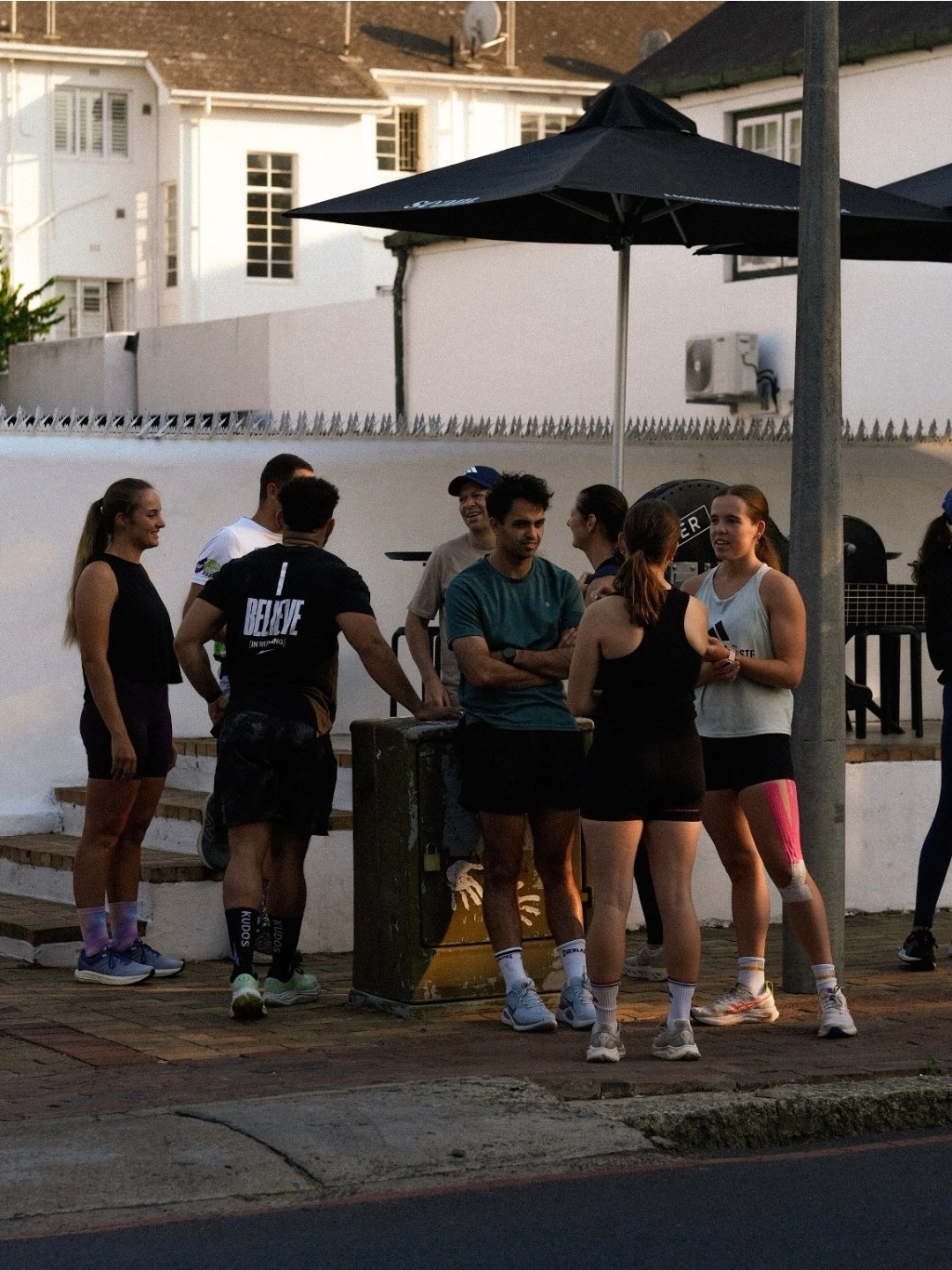 Runners gathering before the Sunday run